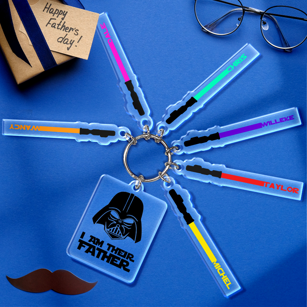 I'm Their Father Keyring | Personalized Name Keychain | Custom Name Lightsaber | Star Wars Keychain | Father's Day Gift | Christmas gifts