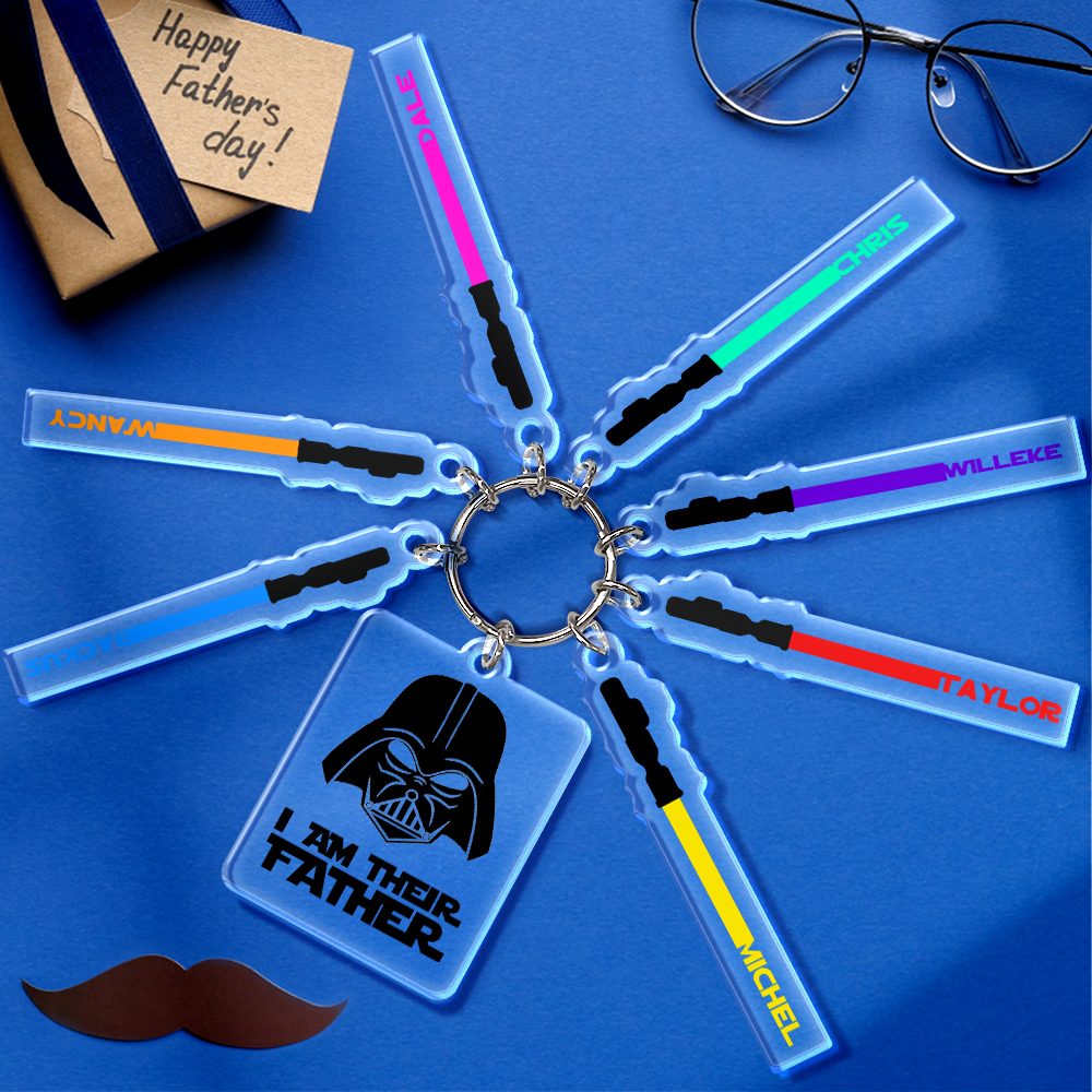 I'm Their Father Keyring | Personalized Name Keychain | Custom Name Lightsaber | Star Wars Keychain | Father's Day Gift | Christmas gifts