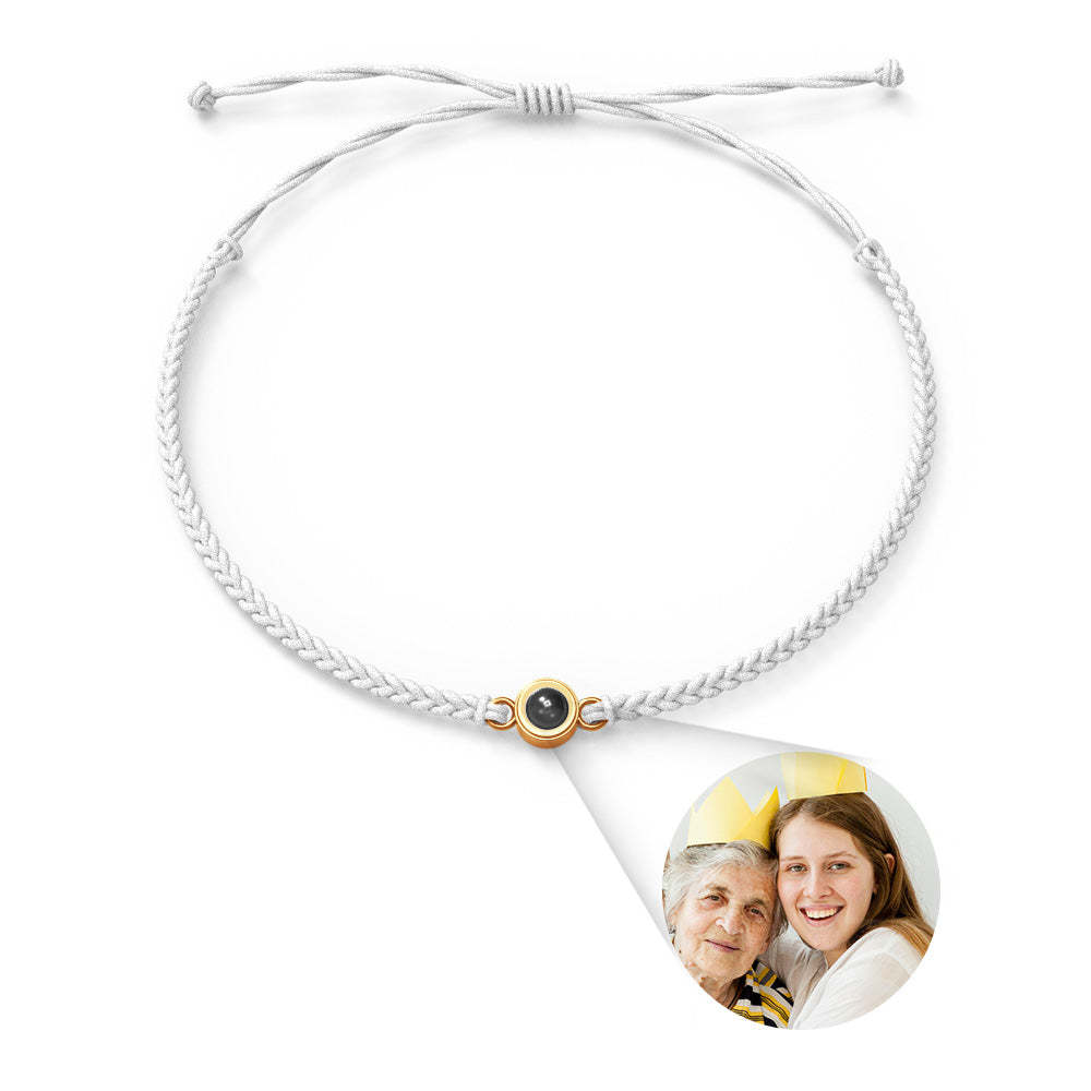 Custom Photo Projection Bracelet Simple Woven Memorial Gifts for Family - 