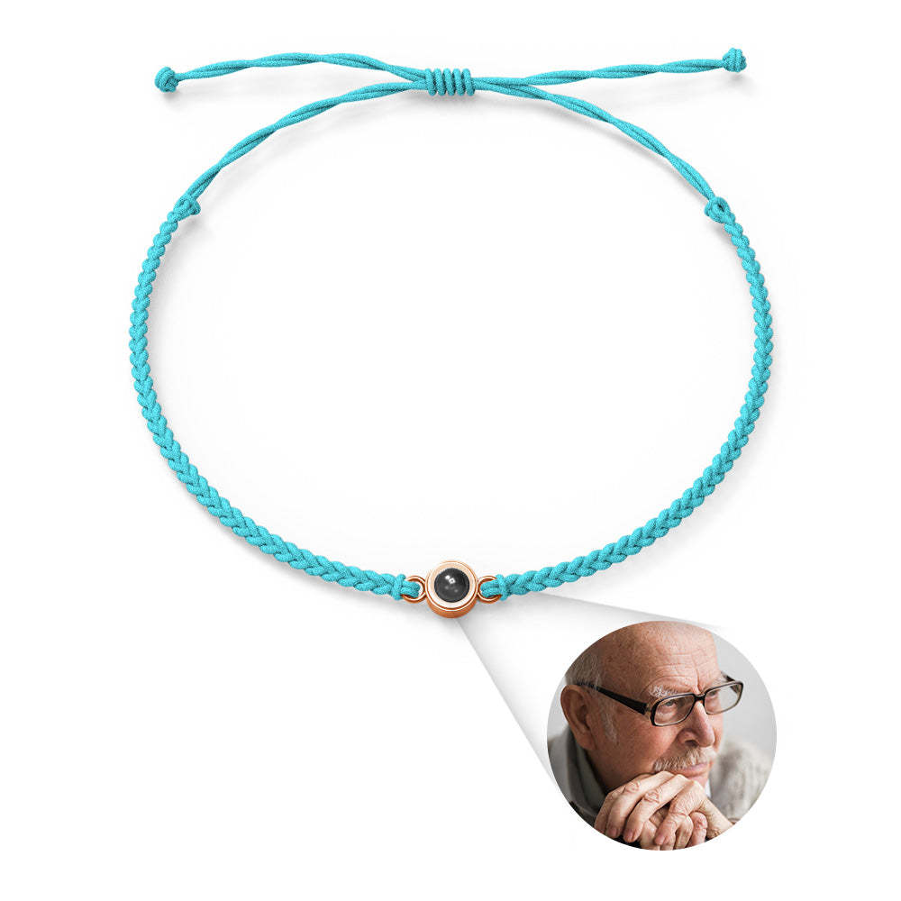 Custom Photo Projection Bracelet Simple Woven Memorial Gifts for Family - 