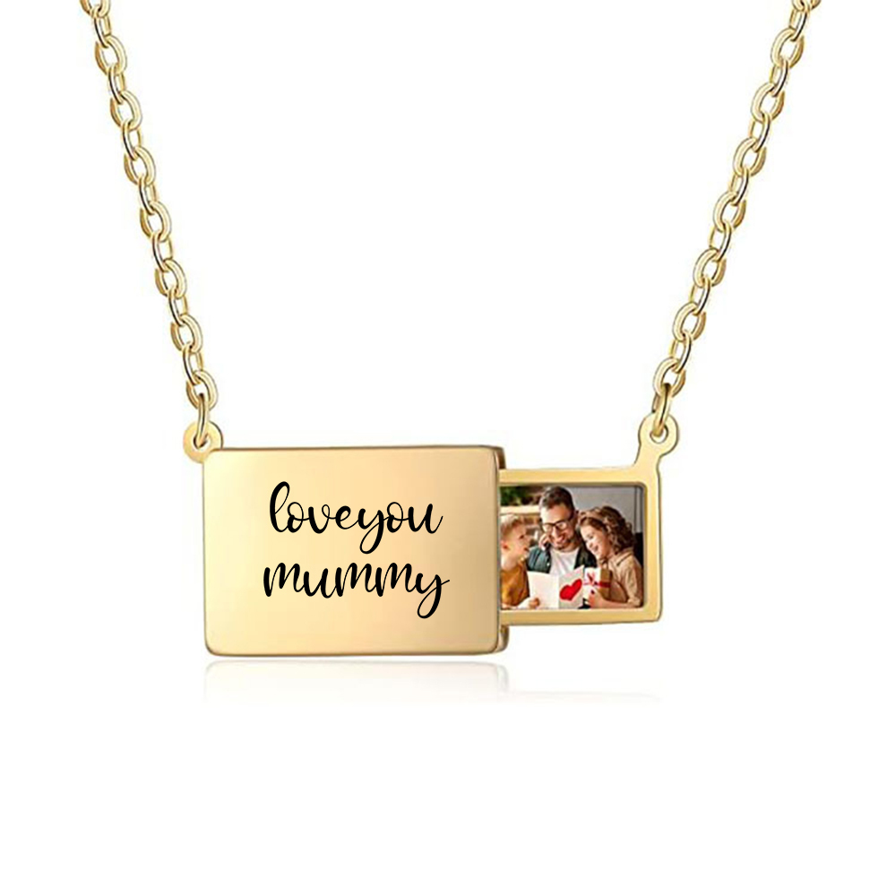 Custom Photo Envelope Necklace - Valentine's Day gift Personalized Pull-Tab Locket Gift for Loved Ones - 