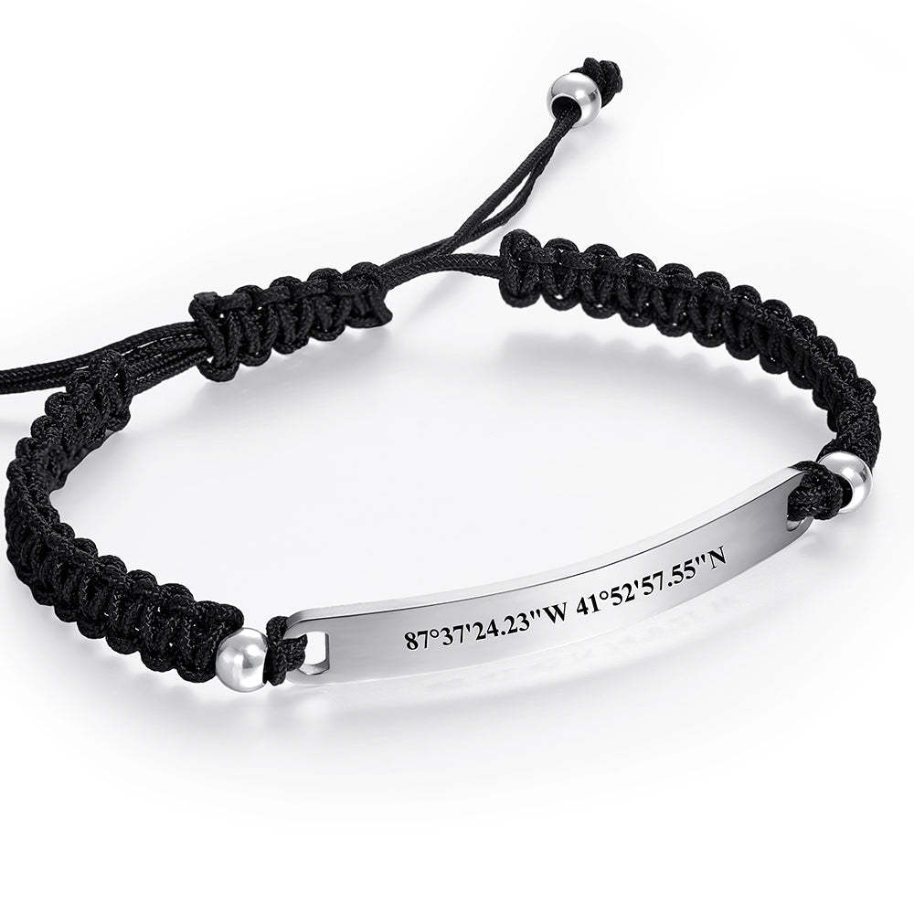 Custom Latitude and Longitude Coordinates Braid Bracelet Gifts for Him - 
