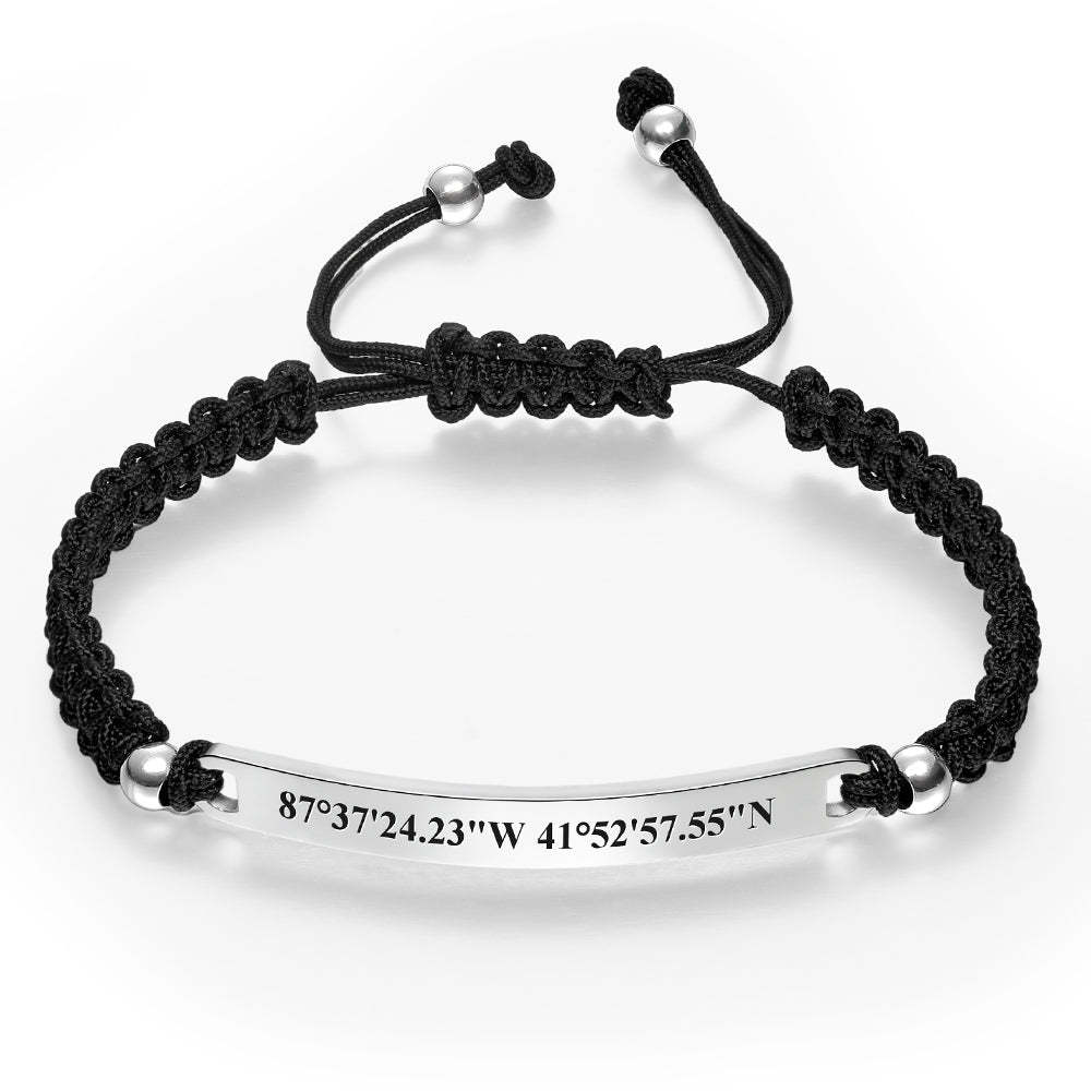 Custom Latitude and Longitude Coordinates Braid Bracelet Gifts for Him - 