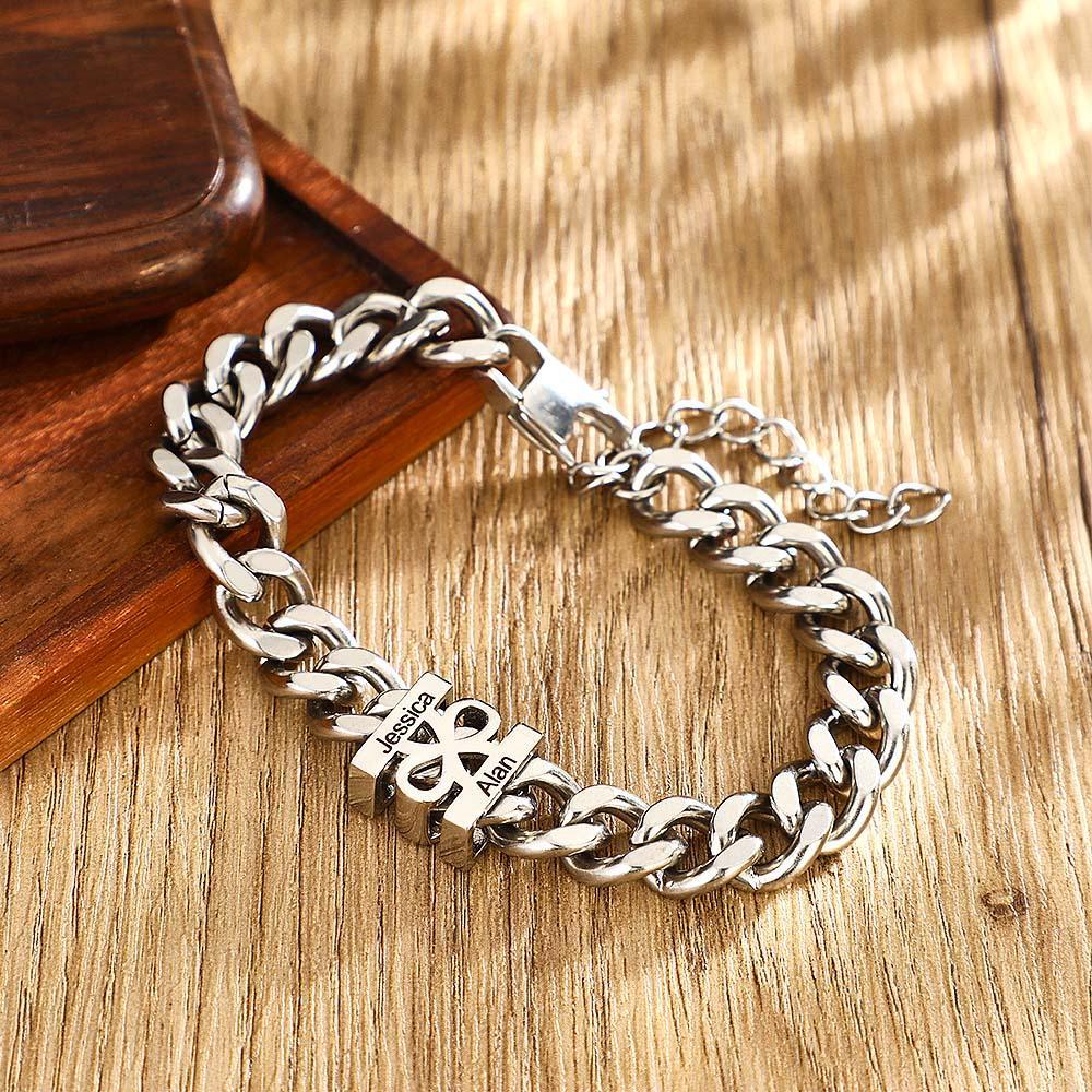 Custom Engraved Bracelet Fashionable Cuban Chain Men's Bracelet - 