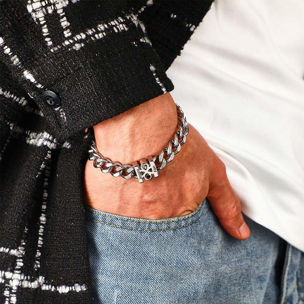 Custom Engraved Bracelet Fashionable Cuban Chain Men's Bracelet - 
