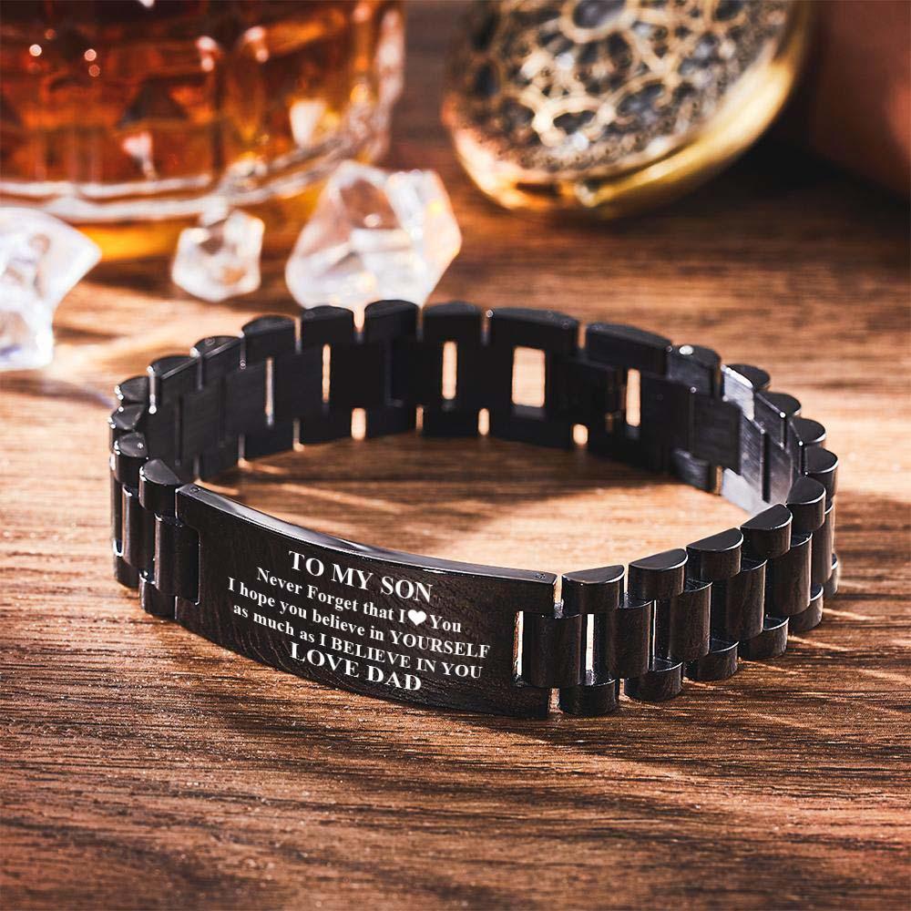To My Son I Believe in You Bracelet Custom Bracelet Engraved Men's Bracelet Gift for Him - 