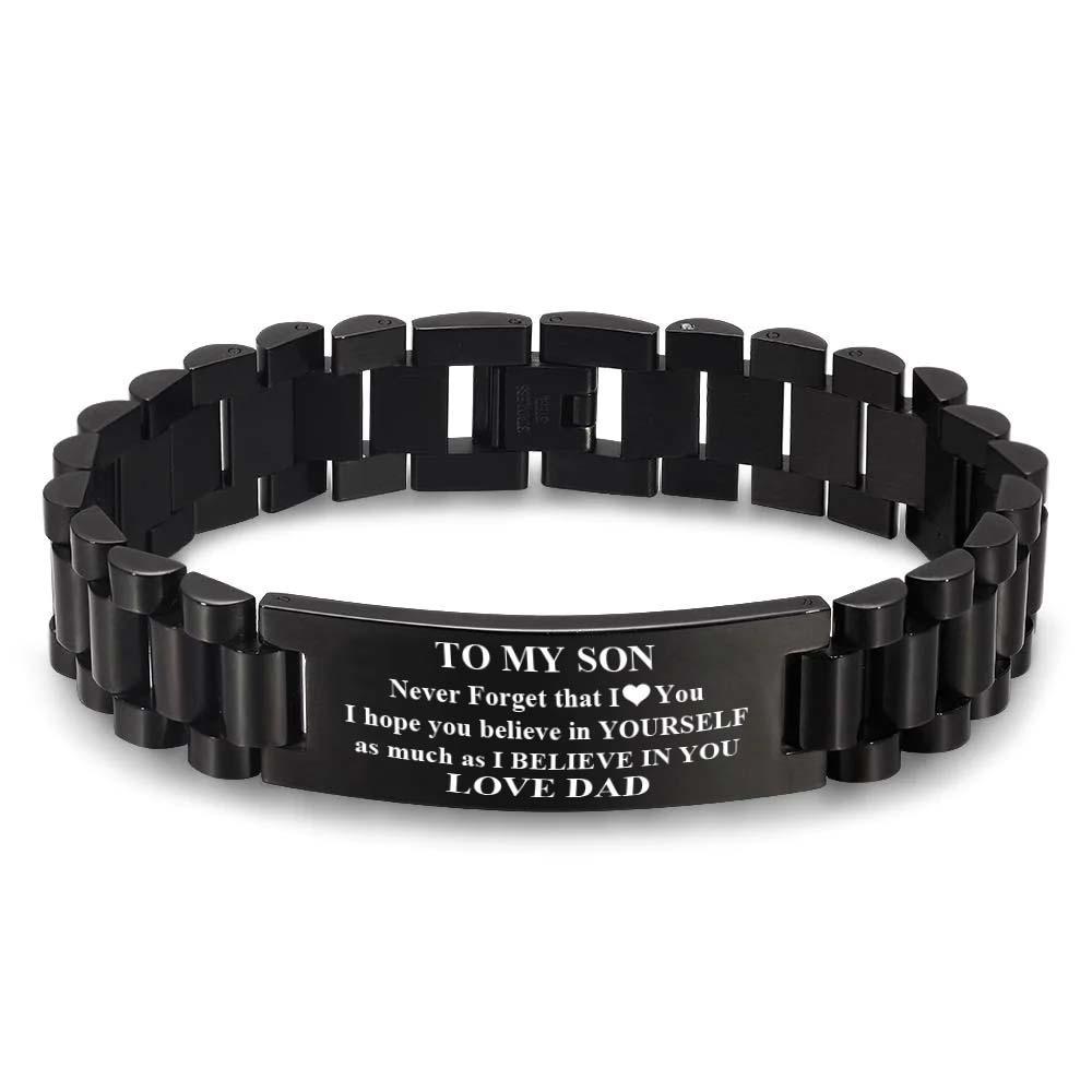 To My Son I Believe in You Bracelet Custom Bracelet Engraved Men's Bracelet Gift for Him - 