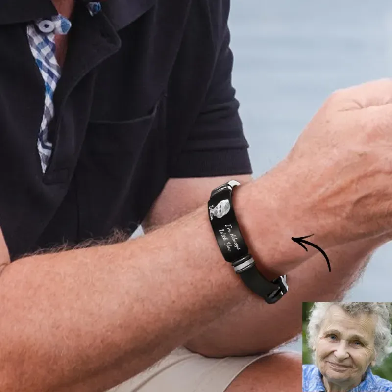 Custom Photo Memorial Bracelet Engraved Men's Bracelet In Memory of Father Gifts - 