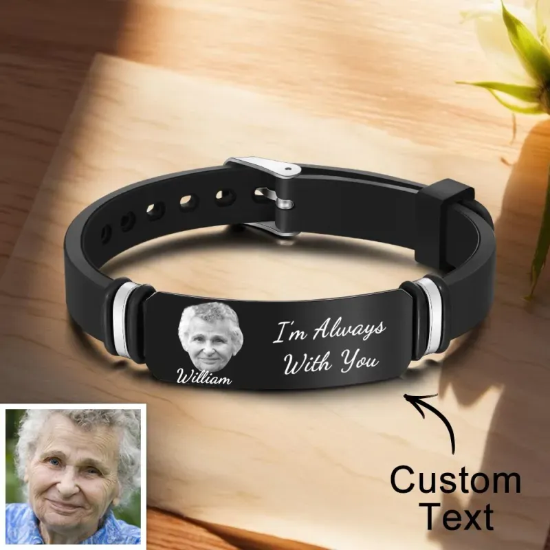 Custom Photo Memorial Bracelet Engraved Men's Bracelet In Memory of Father Gifts - 