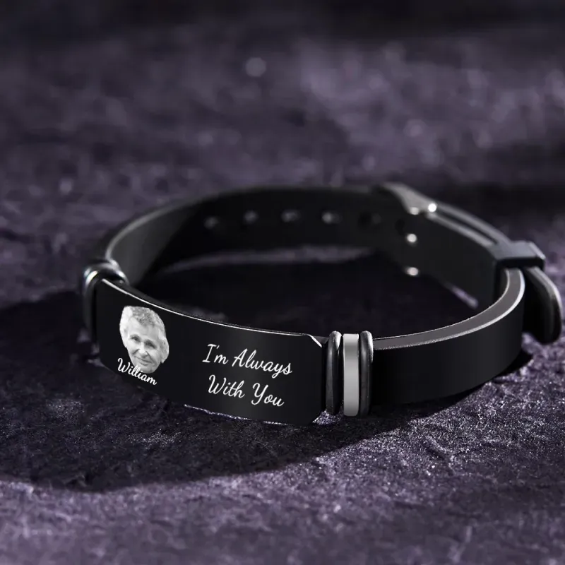Custom Photo Memorial Bracelet Engraved Men's Bracelet In Memory of Father Gifts - 
