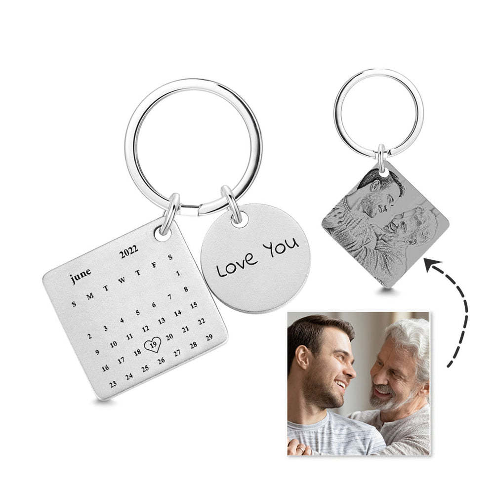 Custom Photo Engraved Calendar Keychain | Best Gift For Mom