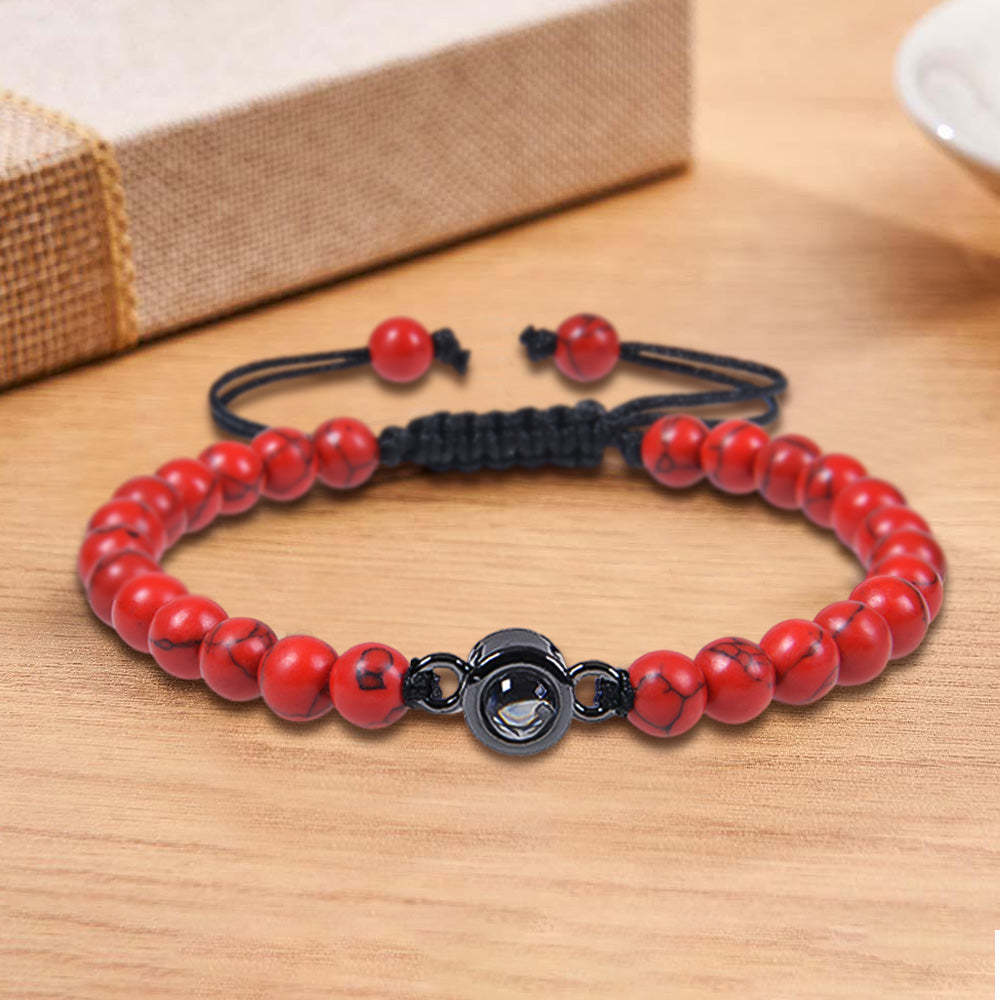 Custom Photo Projection Bracelet I Love You 100 Languages Men's Bracelet Gift for Boyfriend Husband Dad - 