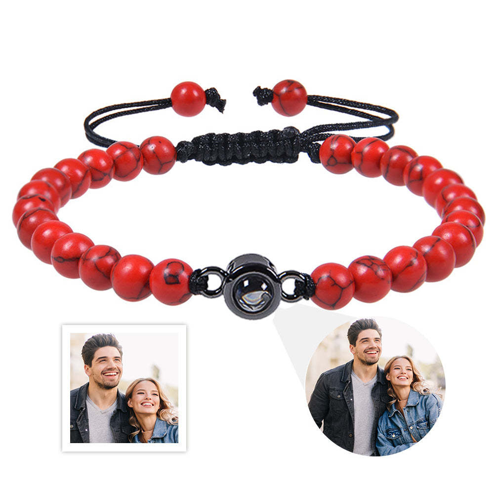 Custom Photo Projection Bracelet Men's Bracelet Jewelry Gift for Boyfriend Husband Dad - 