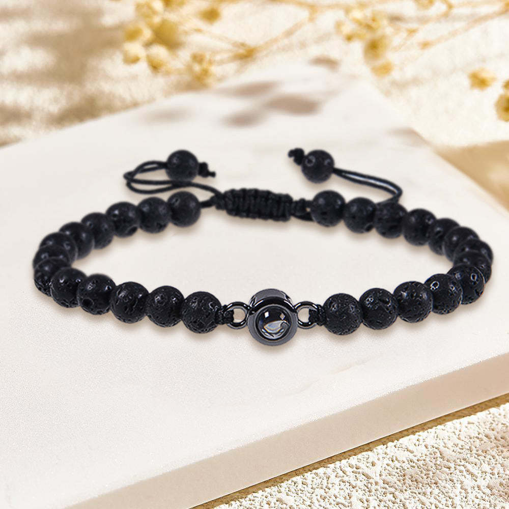 Custom Photo Projection Bracelet I Love You 100 Languages Men's Bracelet Gift for Boyfriend Husband Dad - 