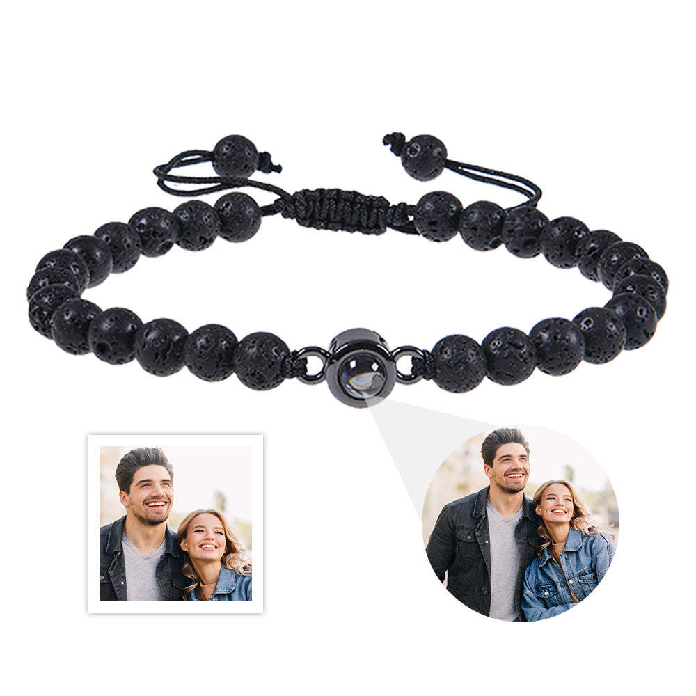 Custom Photo Projection Bracelet Men's Bracelet Jewelry Gift for Boyfriend Husband Dad - 