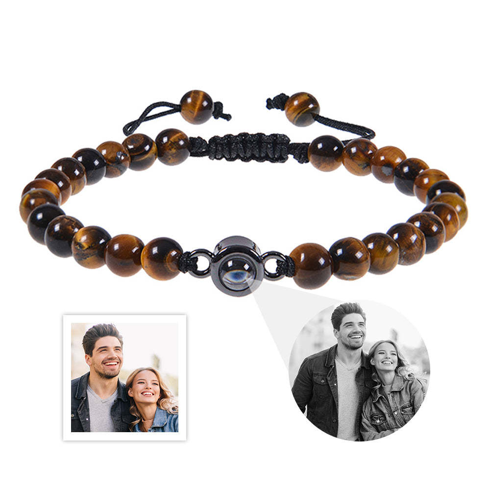 Custom Photo Projection Bracelet Men's Bracelet Jewelry Gift for Boyfriend Husband Dad - 
