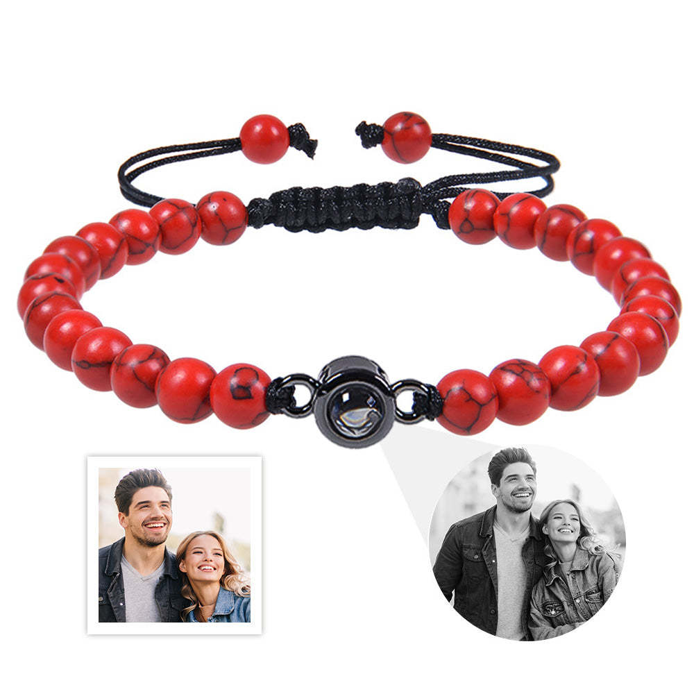 Custom Photo Projection Bracelet Men's Bracelet Jewelry Gift for Boyfriend Husband Dad - 