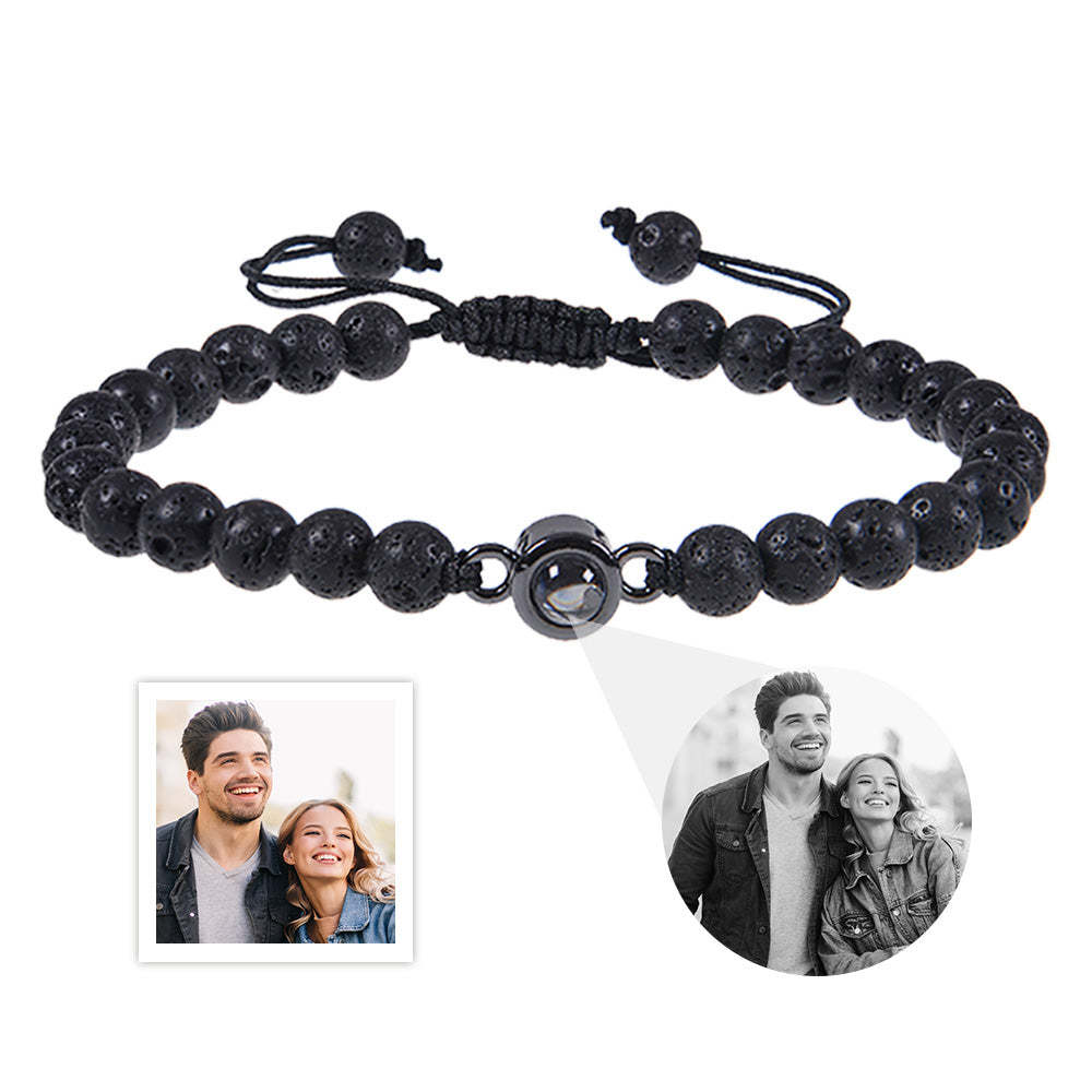 Custom Photo Projection Bracelet Men's Bracelet Jewelry Gift for Boyfriend Husband Dad - 
