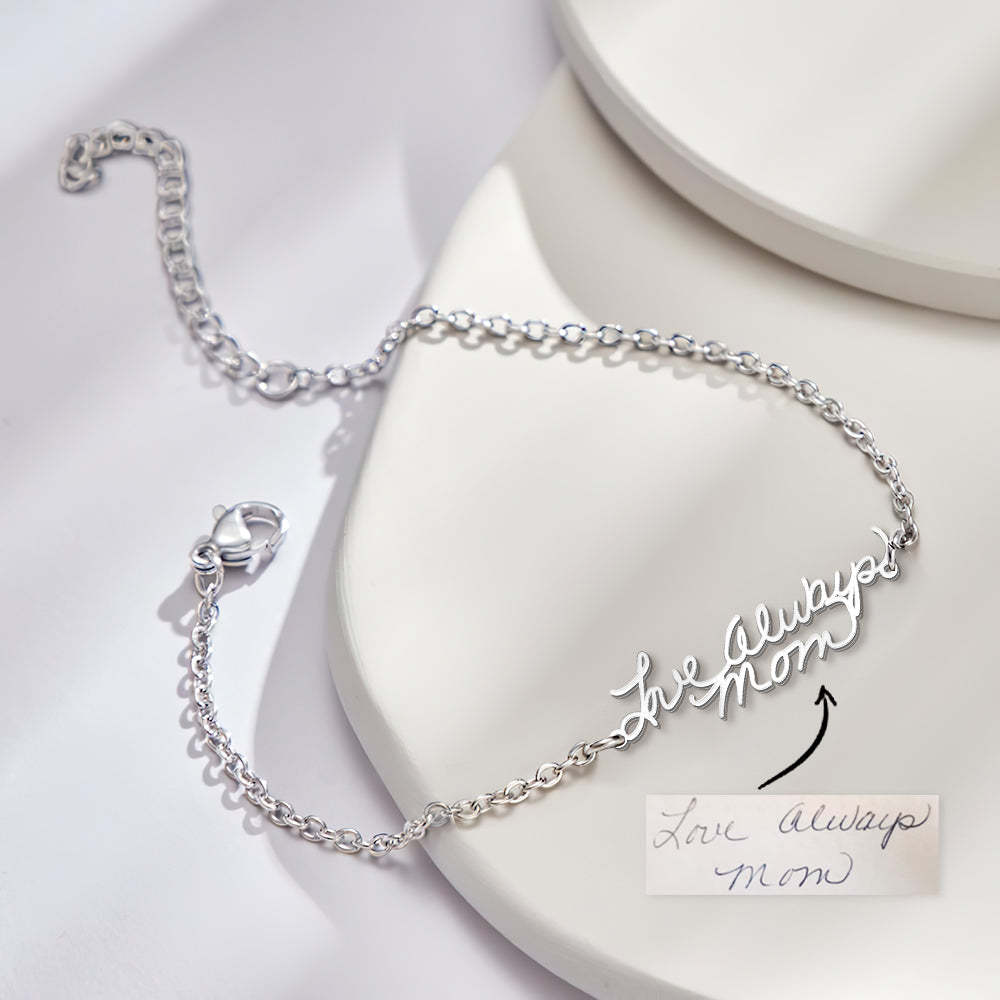 Gift for Her Personalized Photo Handwriting Bracelet Memorable Custom Keepsake Gift for Mom Girlfriend Family - 