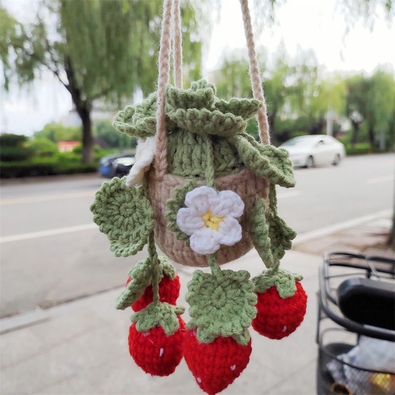 Crochet String of Pearls Plant Car Hanging, Crochet Plant Car Diffuser Hanging, Car Accessories for Women, Cute Car Decor, Plant Lover Gift - 
