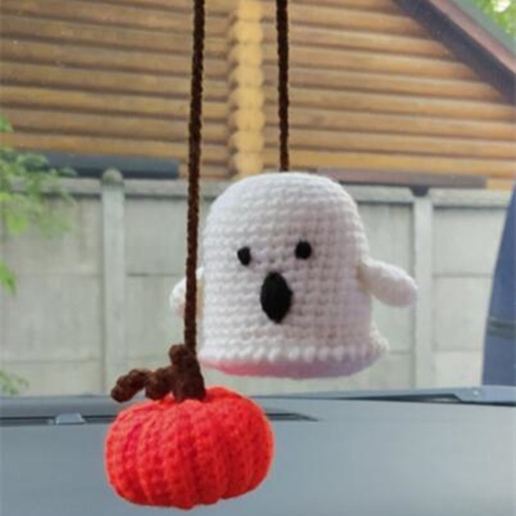 Crochet Bat Car Charm: Halloween Rearview Mirror Decoration - 