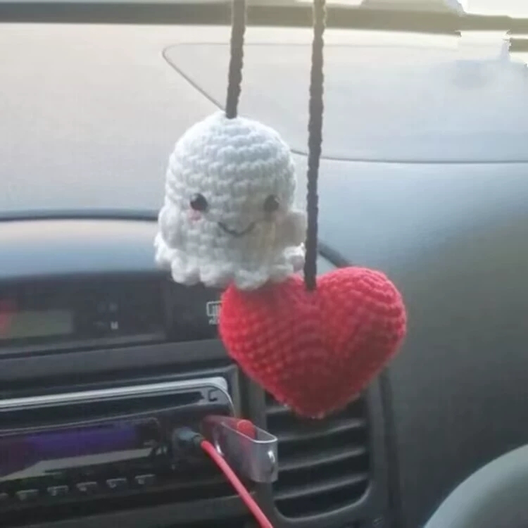 Crochet Bat Car Charm: Halloween Rearview Mirror Decoration - 