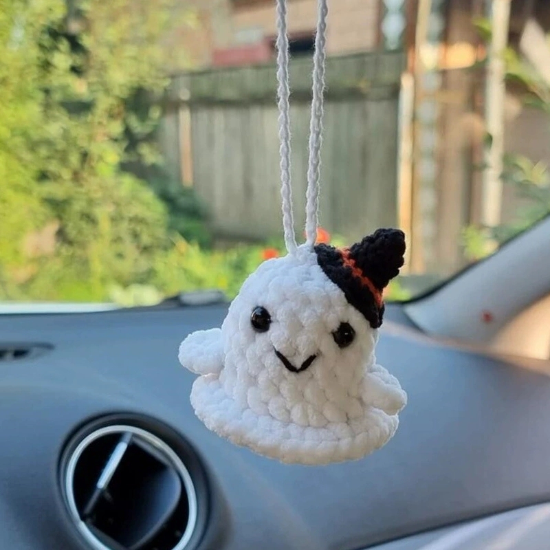 Crochet Bat Car Charm: Halloween Rearview Mirror Decoration - 