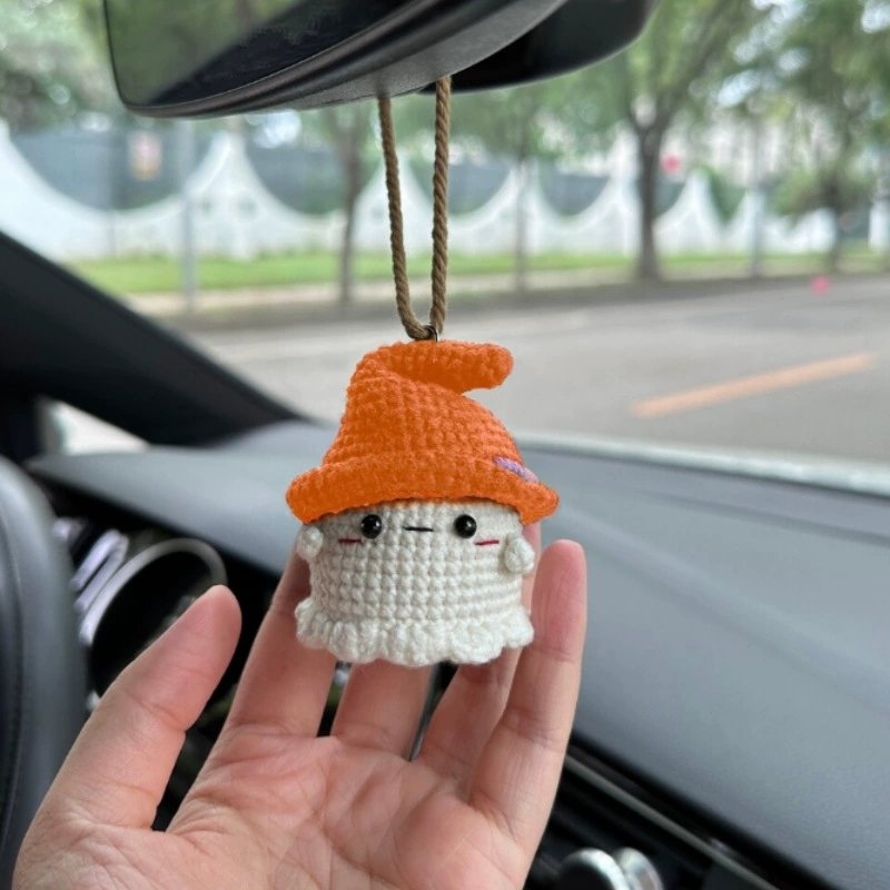 Crochet Bat Car Charm: Halloween Rearview Mirror Decoration - 