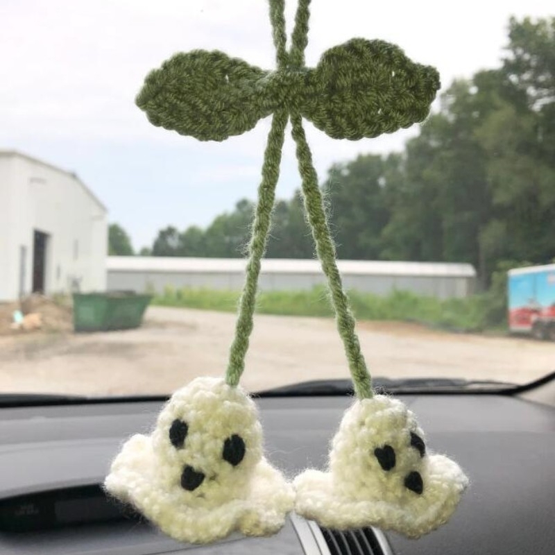Crochet Bat Car Charm: Halloween Rearview Mirror Decoration - 