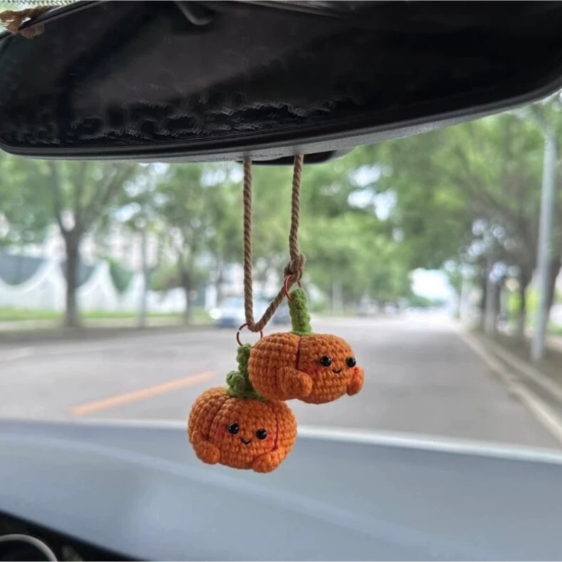 Crochet Bat Car Charm: Halloween Rearview Mirror Decoration - 