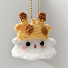 Handmade Halloween Crochet Car Accessories Pumpkin Decor Rear Mirror Hanger fall autumn ghost, cute hanging amigurumi holiday swing ornament - 