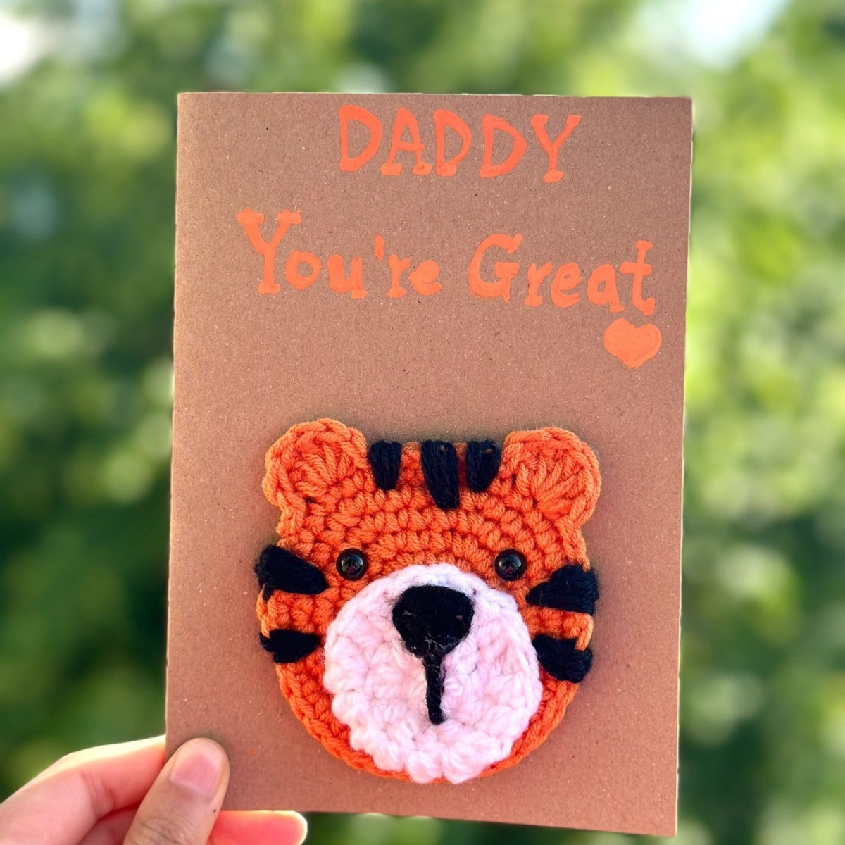 DADDY You're Great! Greeting Card Handmade Crochet Greeting Card 3D Knitted Card - 