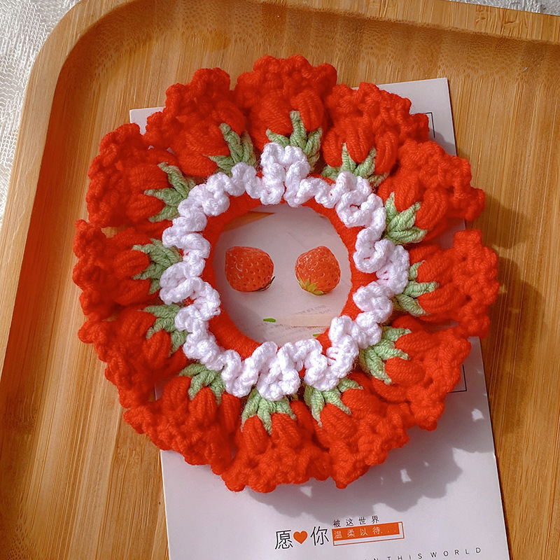 Gifts for Mom Hand-Woven Lily Of The Valley Wool Large Intestine Hair Ring High Elastic Ponytail Hair Ring
