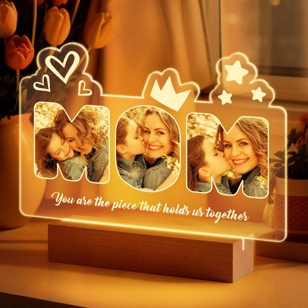 Custom Acrylic Night Light Personalized Mom Photo Lamp Mother's Day Gifts - Myphotowallet