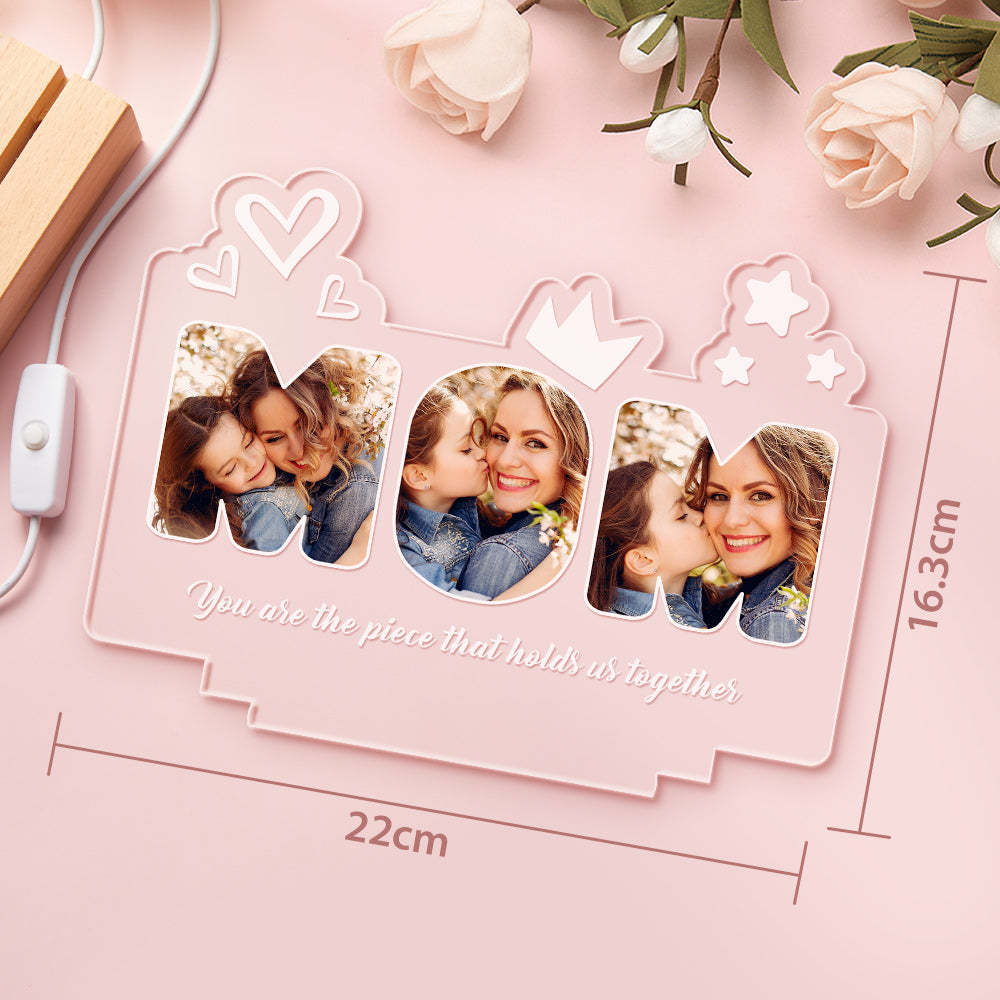 Custom Acrylic Night Light Personalized Mom Photo Lamp Mother's Day Gifts - Myphotowallet