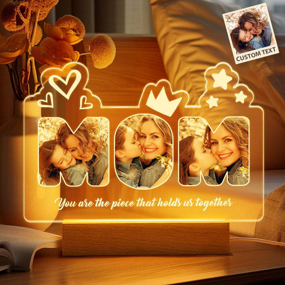 Custom Acrylic Night Light Personalized Mom Photo Lamp Mother's Day Gifts - Myphotowallet