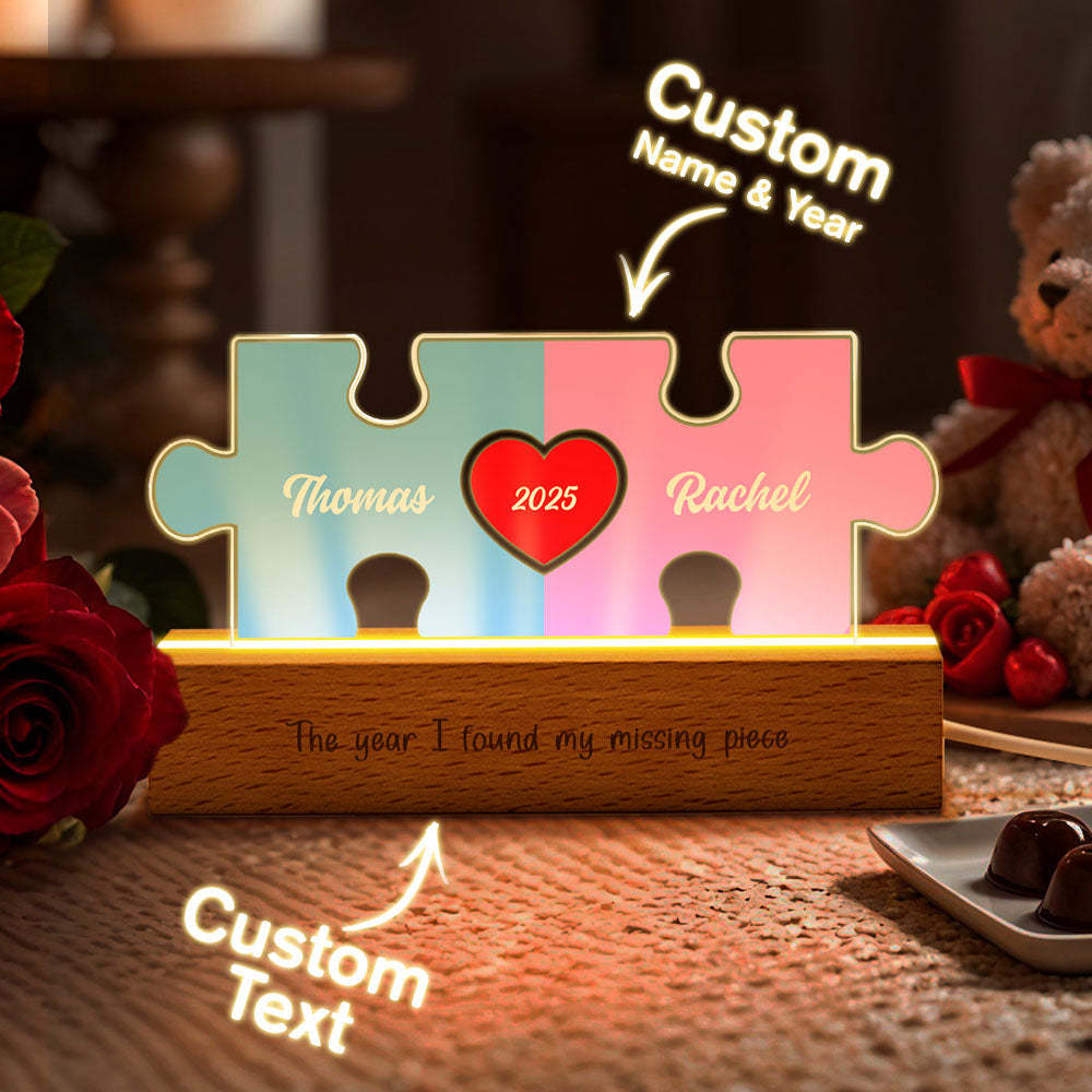 Personalized Couple Name Puzzle LED Night Light Gifts for Lover -