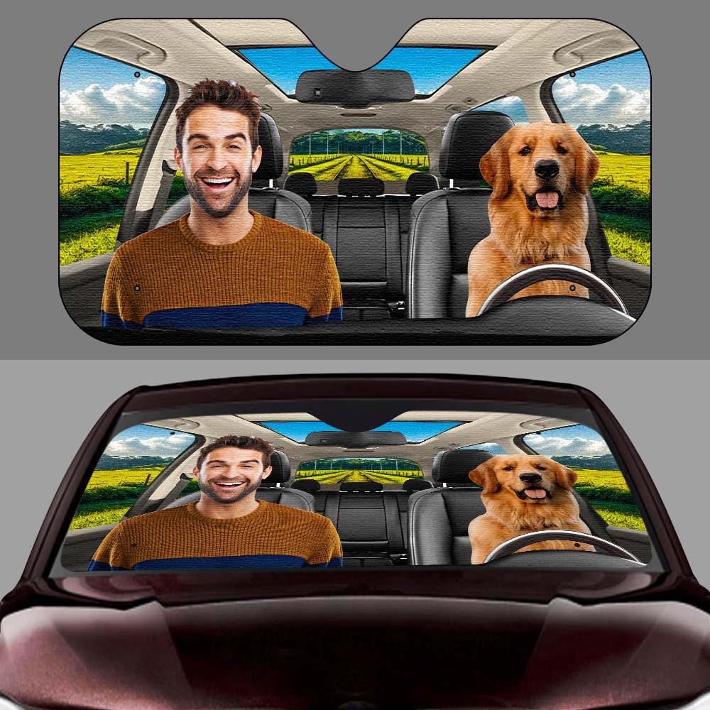 Personalized Photo Sunshade Custom Car Sun Shade-Hi Dog!