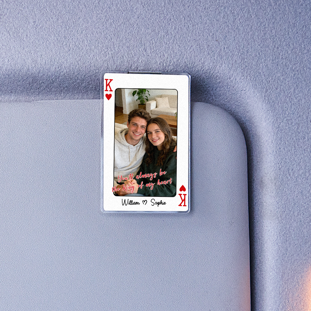 King/Queen Of My Heart Couple Custom Photo - Personalized Acrylic Car Visor - Valentine's Day Gift, Anniversary Gift For Him, For Her - 