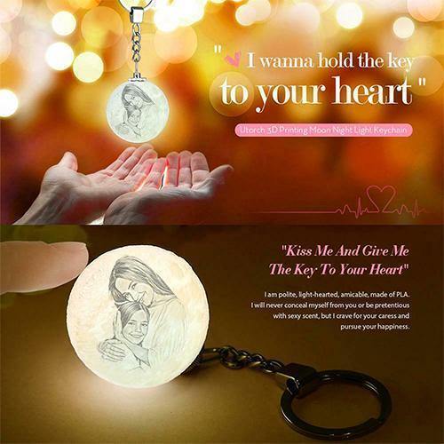 Custom Photo Keychain 3D Printed Multicolor Moon Lamp Keychain - MyPhotoWalletAU
