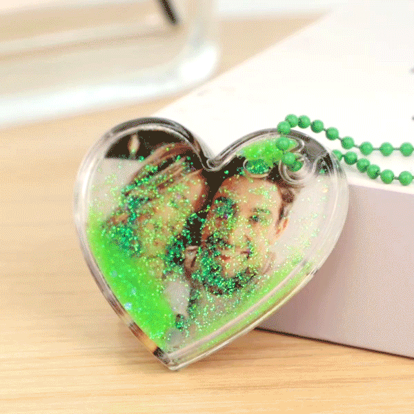 Custom Photo Keychain Heart Shape with Quicksand Gifts for Her - myphotowalletau