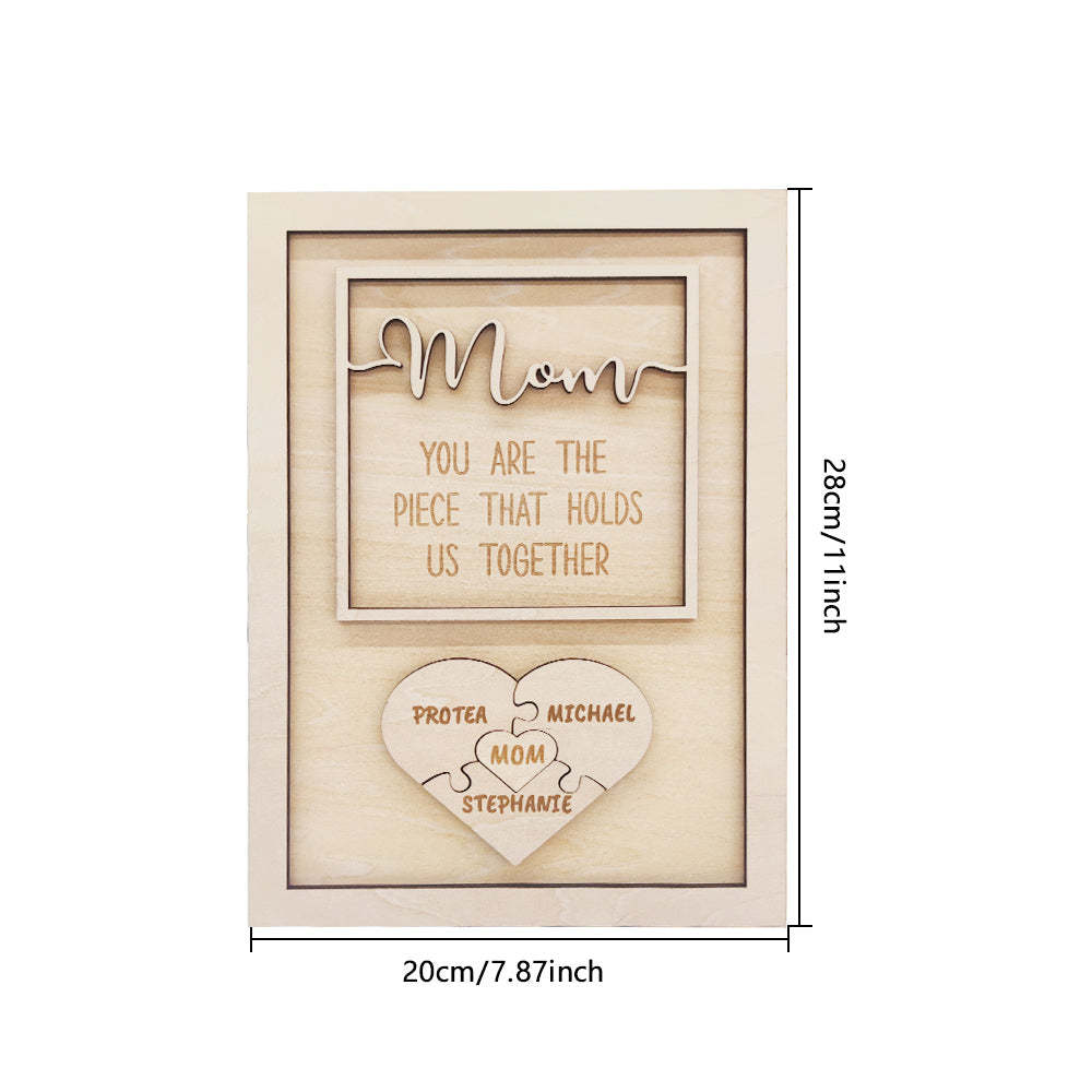 Personalized Puzzle Plaque Mom You Are the Piece That Holds Us Together Mother's Day Gift - photowatch