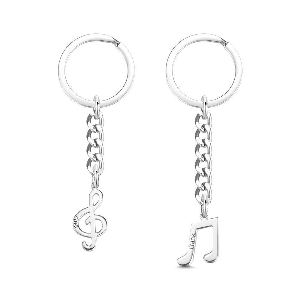 Custom Engraved Name Musical Note Puzzle Couple Keychain Set - MyPhotoWalletAU