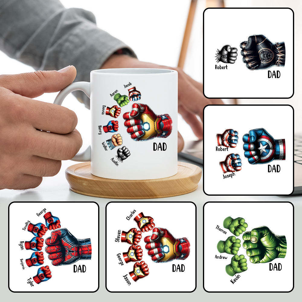 Father's Day Gifts Custom Names Personalised Hero Fists Printed Mug Best Dad Ever