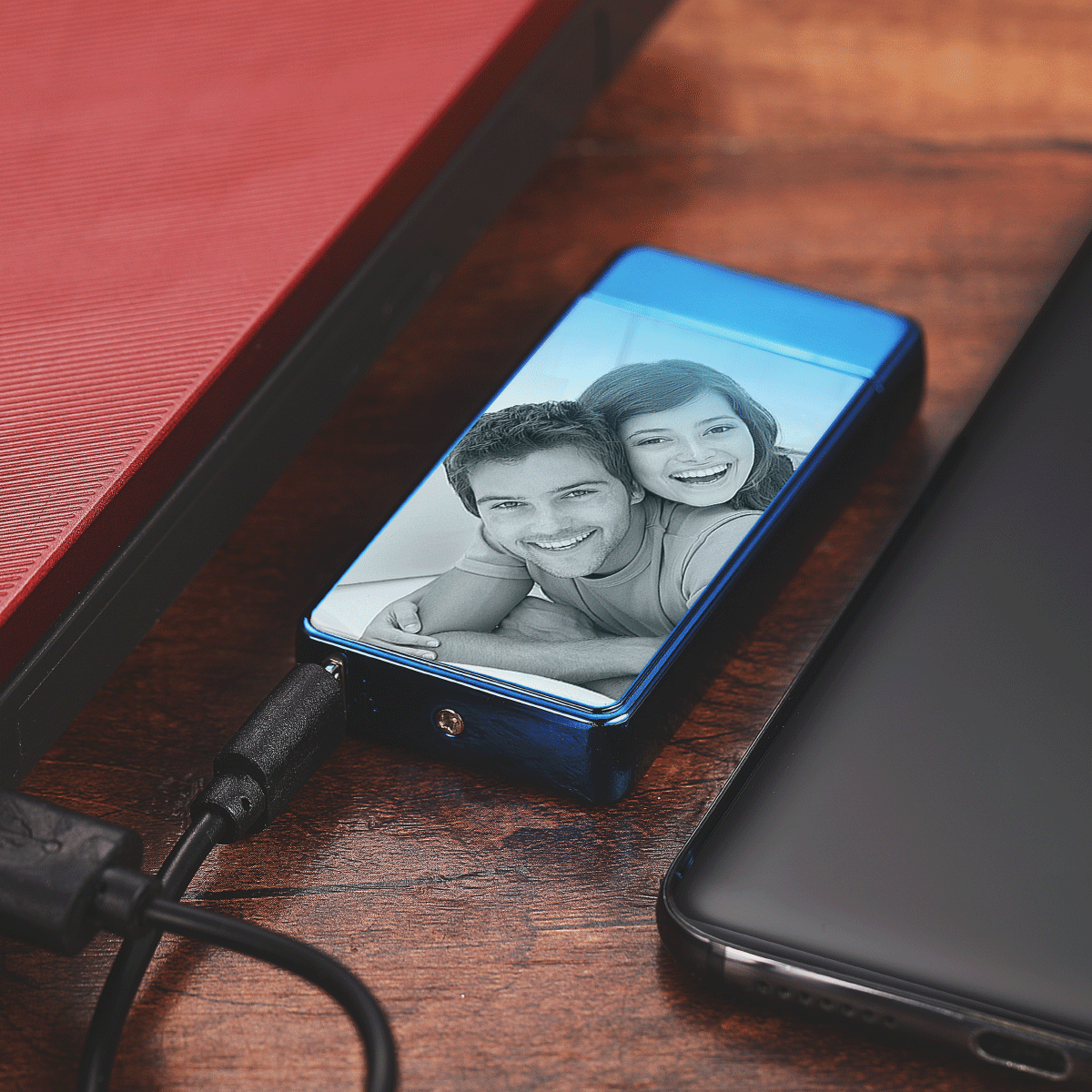 Custom Photo Engraved Lighter | Electronic Cigarette Lighter | Blue - MyPhotoWalletAU