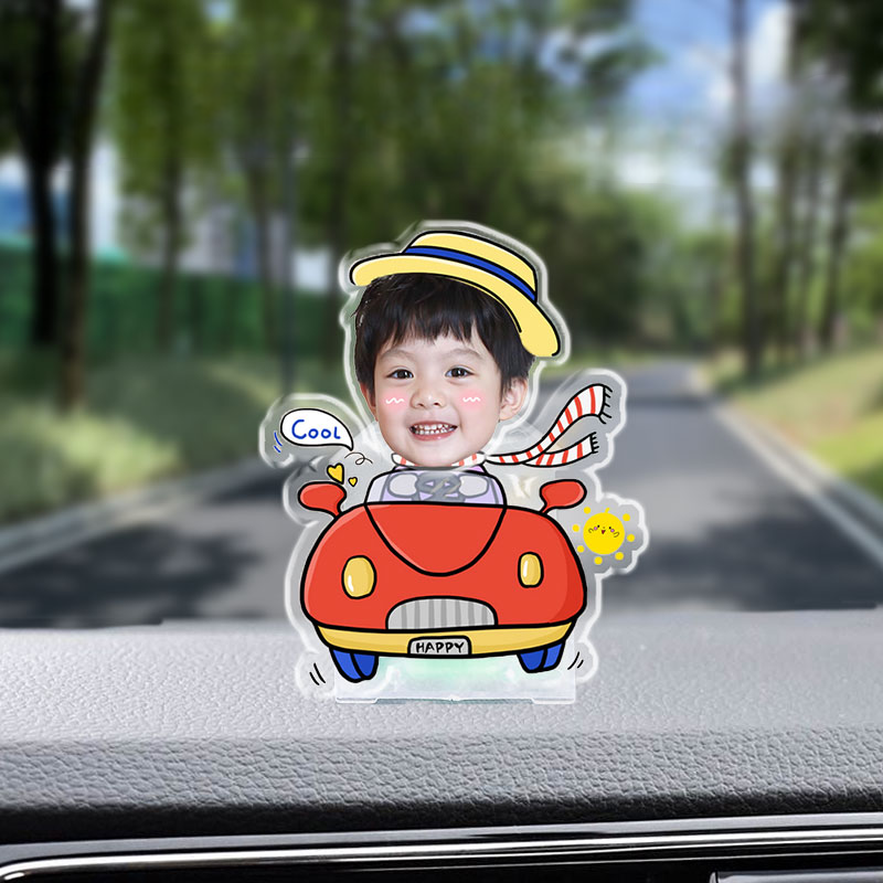 Car shaking ornaments customized solar car shake music photo acrylic car interior decoration -