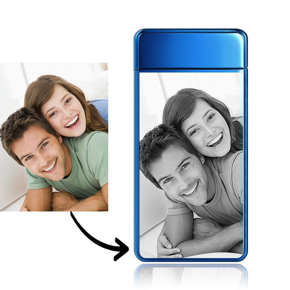 Custom Photo Engraved Lighter | Electronic Cigarette Lighter | Blue - MyPhotoWalletAU