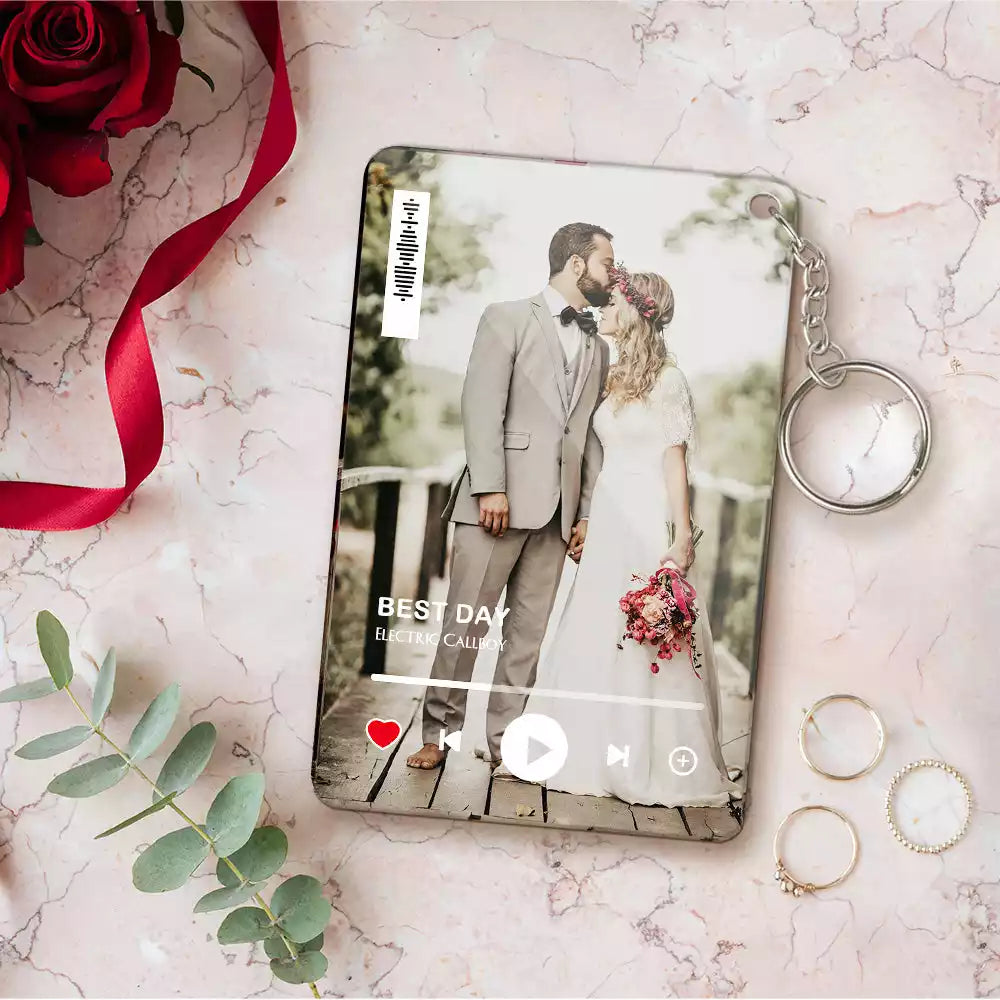 Custom Photo Plaque Plaque Music Keychain Personalized Album Cover Couples Gift Scannbale Music Gifts