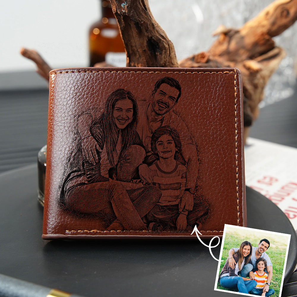 Gifts for Father Personalised Photo Wallets Custom Text Mens Wallet for Men
