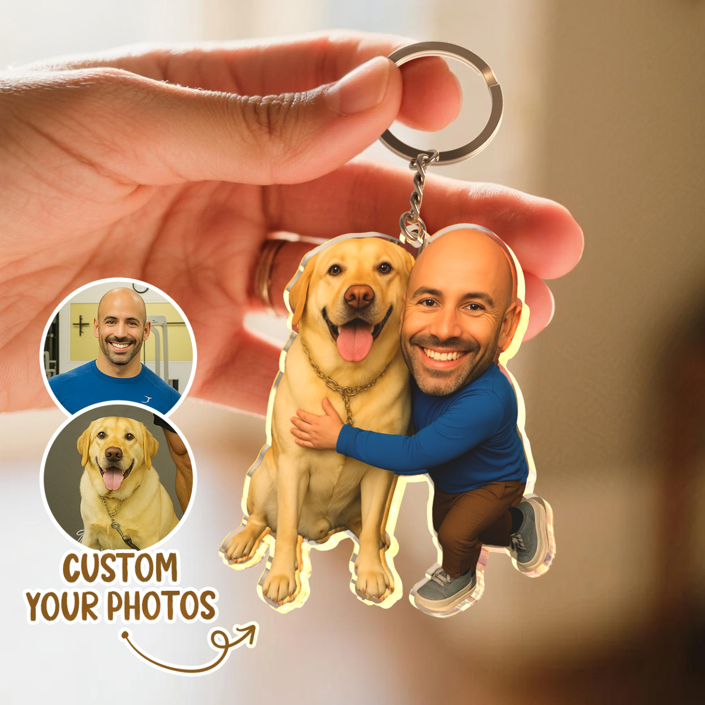 Personalized "Me & My Pet" Acrylic Keychain Funny Custom Gift -